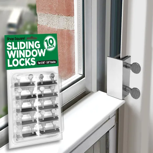 Cerraduras de ventana, paquete de 10 para ventanas verticales y horizontales, cerraduras de ventana deslizantes, tapones de aluminio ajustables,