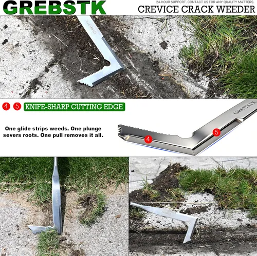 Miniatura 4 de GREBSTK - Herramienta de jardinería manual de acero inoxidable para grietas L-shaped blade, razor-sharp hardened, rust-resistant, comfortable