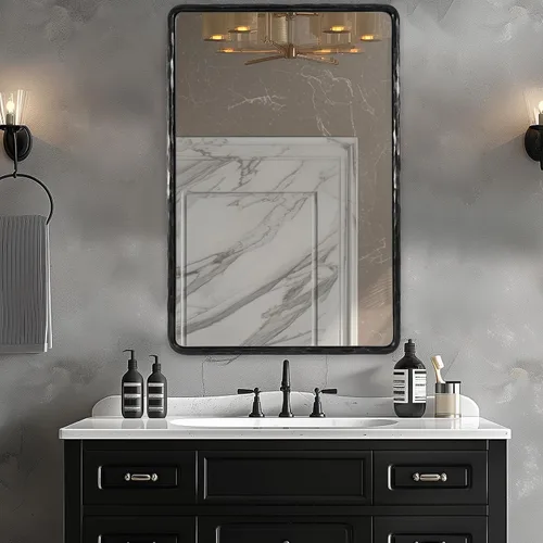 Miniatura 12 de ANDY STAR Espejos de Baño Negros Forjados a Mano para Pared, 22 x 30 Pulgadas Marco de Metal de Acero Sólido Vintage Espejo de Tocador de Baño