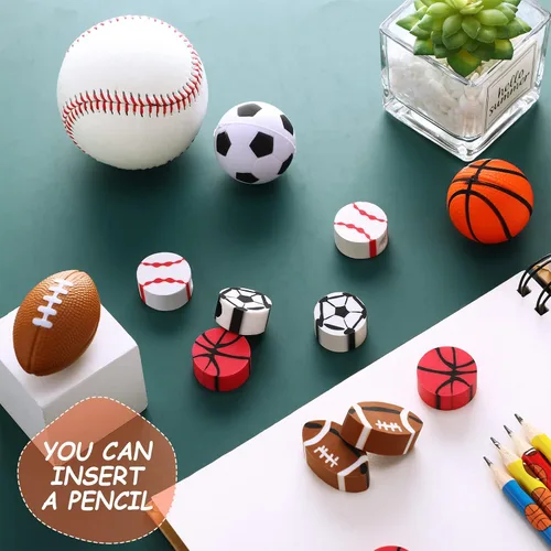 Miniatura 2 de 32 borradores deportivos para baloncesto, fútbol, fútbol, béisbol, para fiestas temáticas de cumpleaños, regalos, recompensas para el aula
