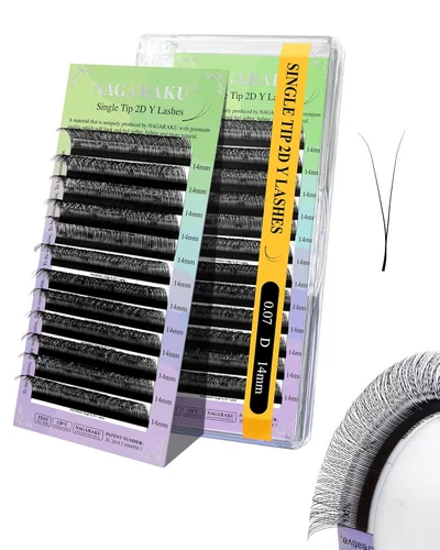 Miniatura 86 de Suministros de extensiones de pestañas NAGARAKU yy, pestañas falsas 0.05mm rizado D, bandeja mixta 8-12mm, prefabricadas 4D, abanico fácil, volumen