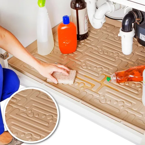 Miniatura 16 de XTREME MATS Tapete impermeable para debajo del fregadero (gris 28 pulgadas 1/4 x 22 1/4) forro de base de gabinete para gabinetes de cocina
