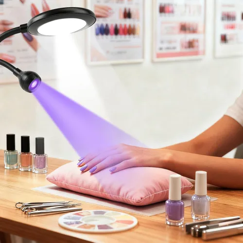 Miniatura 9 de TADOPRO - Lámpara de uñas de doble cabezal, luz de curado con flash UV, lámpara LED profesional de tecnología de uñas para uñas de gel, luz de Negro