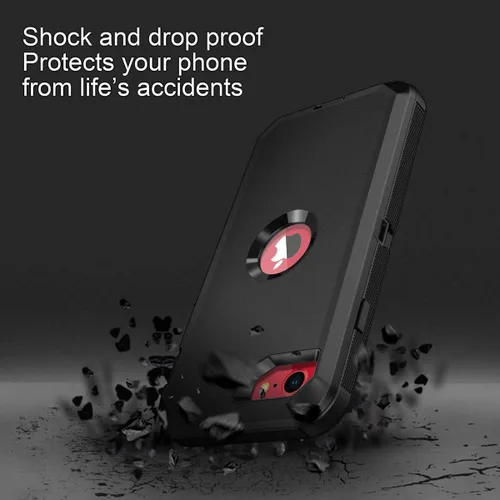 Miniatura 4 de I-HONVA - Carcasa protectora de 3 capas para iPhone SE 2020, protector de pantalla integrado, a prueba de golpes, polvo y caídas, resistente
