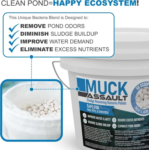 Miniatura 5 de Muck Assault - Pellets eliminadores de lodos – Digestor natural con enzimas bacterianas beneficiosas para limpiar el agua turbia y eliminar el olor