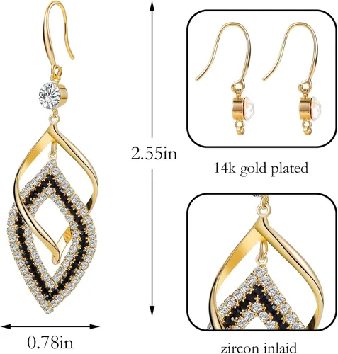 Miniatura 5 de BTOYM Aretes colgantes geométricos dorados, aretes largos de cadena de eslabones bohemios, regalo de joyería para mujeres y niñas