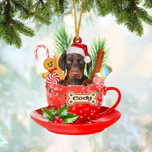 Miniatura 60 de NAZENTI Adorno personalizado de Alaskan Malamute en taza roja, adorno de Navidad personalizado para perros amantes de las mascotas, colgante