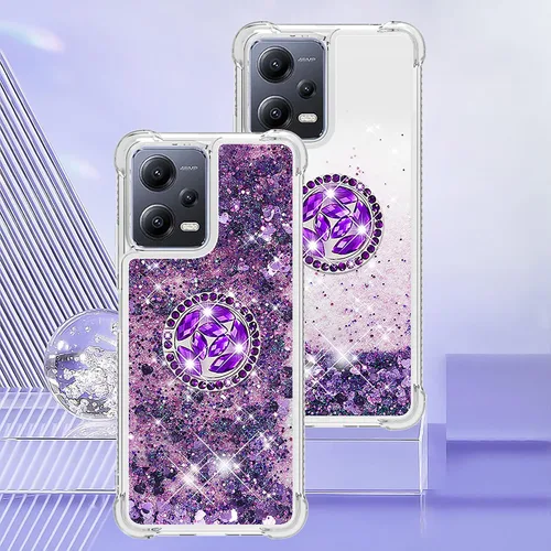 Miniatura 5 de CCSmall Funda brillante transparente brillante con purpurina para Xiaomi Redmi Note 12 5G (no 4G), cubierta de arena movediza líquida fluida