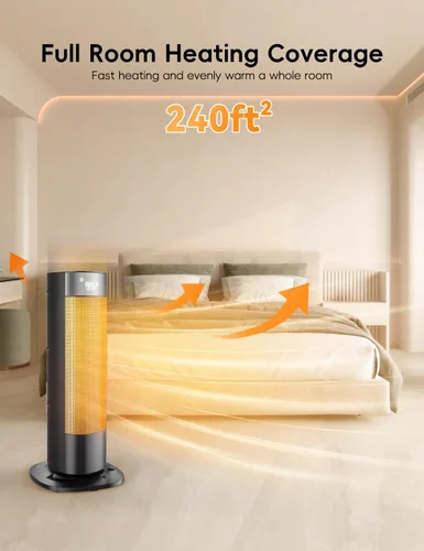 Miniatura 2 de Calentadores de 1500 W para uso en interiores, calentador de espacio portátil para habitación grande con control remoto, cerámica PTC, oscilación