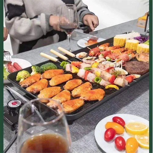 Miniatura 3 de Parrilla eléctrica, barbacoa familiar para interiores, sartén antiadherente con revestimiento sin humo, control de 5 niveles con ajuste