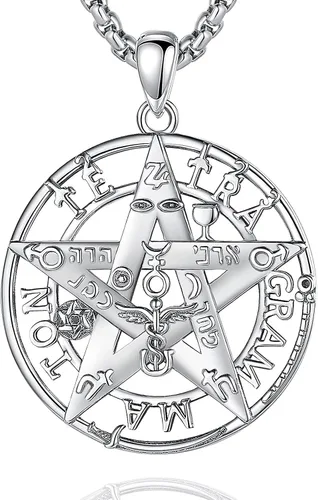 Miniatura 26 de CELESTIA Colgante de plata de ley 925, anillos de tetragrammaton, collar masónico, joyería de pentagrama para mujeres y hombres