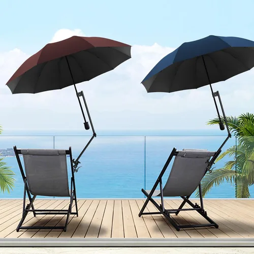 Miniatura 2 de Sombrillas de Patio UPF 50+ 360° Sombrilla de Sombra Ajustable, Sombrilla de Playa con Abrazadera Universal, Sombrilla de Playa con Abrazadera, Azul
