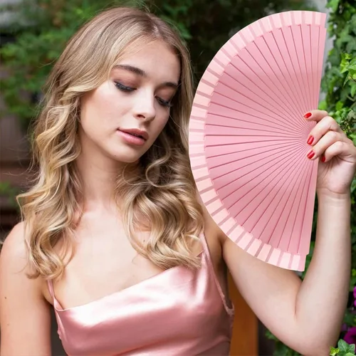 Miniatura 5 de Ventilador plegable de mano de 8.2 pulgadas, plegable, portátil, elegante, plegable para eventos, fiestas, reuniones de mujeres, elegancia de seda