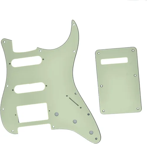 KAISH Guardabarros de 11 agujeros estilo ST/Strat con placa trasera de trémolo para Stratocaster/Strat, HSS, verde menta de 3 capas, fabricado en