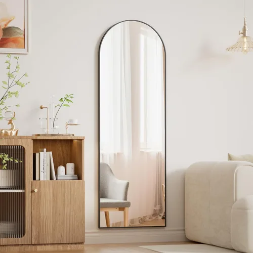 Miniatura 2 de BEAUTYPEAK Espejo ajustable de 14" x 48" para colgar sobre la puerta, espejo colgante de cuerpo completo con arco, vidrio templado inastillable