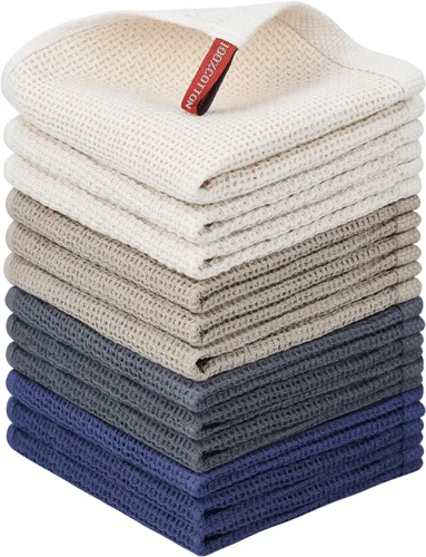 Miniatura 88 de Nialnant - Toalla de cocina 100% algodón, tejido gofre, suave, absorbente y de secado rápido, toallas para secar platos, trapos de limpieza - Multi