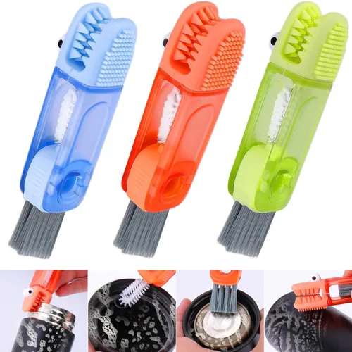 XANGNIER Juego de cepillos de limpieza 4 en 1, cepillo multifuncional para limpiar la tapa de la botella de agua, paquete de 3 herramientas de