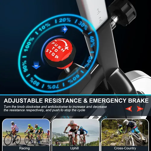 Miniatura 4 de Goplus Bicicleta estática magnética, bicicleta de ejercicio para interiores con correa suave con frecuencia cardíaca, monitor LCD, ajuste completo