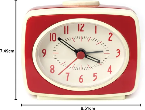 Miniatura 8 de Kikkerland Pequeño reloj despertador analógico retro clásico estilo vintage, movimiento de cuarzo, agujas que brillan en la oscuridad