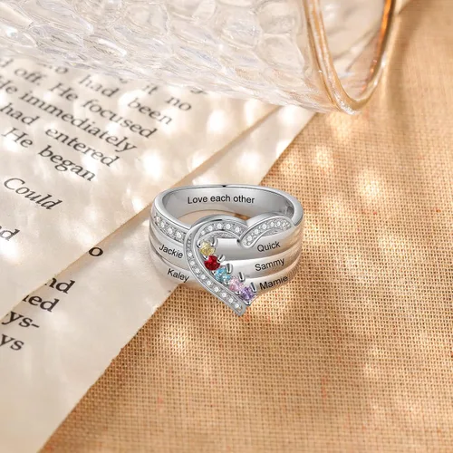 Miniatura 5 de Wendy Made Birthstone Rings for Women Custom Mother Daughter Rings for Mom Personalized Name Rings for BFF Ring Friendship Rings for Women Girls