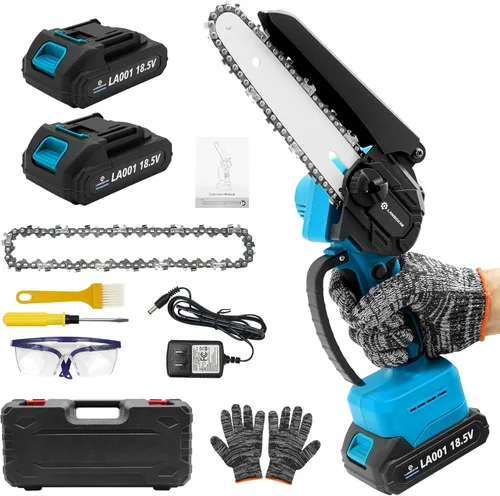 Miniatura 8 de Mini Chainsaw Cordless 6 Inch Electric Chainsaw pruning saw Battery Powered Handheld Portable Chain Saw With 2 Batteries/Automatic Oiler for Tree