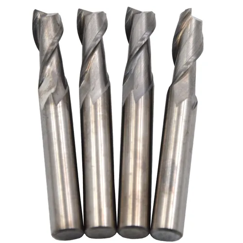 Miniatura 3 de 4 unids/lote, molino de extremo cuadrado micro plano, sin recubrimiento, dos flautas; broca de enrutador CNC de carburo de tungsteno sólido