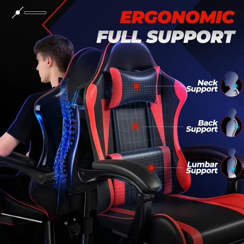 Miniatura 5 de Auto Dynasty Silla para videojuegos ergonómica, silla de oficina de respaldo alto con soporte lumbar ajustable, apoyabrazos articulado, apoyacabezas