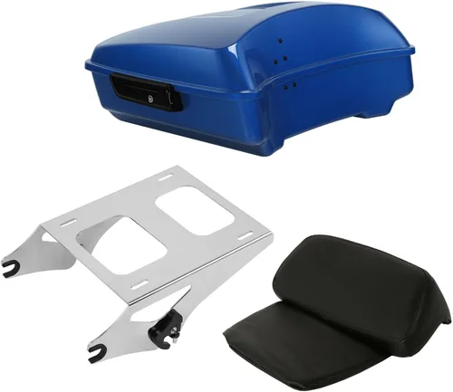 Miniatura 22 de TCT-MOTORPARTS Atlas Silver Metálico Maletero de Viaje Modificado con Respaldo y Montaje en Rack Adecuado para Harley Touring 14-25 Street Glide
