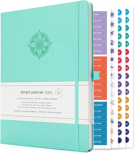 Miniatura 20 de Smart Planner Pro - Planificador diario sin fecha - Agenda grande A4 - Logre objetivos y aumente la productividad con secciones semanales