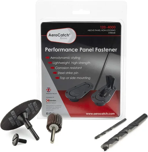 AeroCatch 120-4000 Xtreme Plus - Kit de pestillo y pasador de capó empotrado, color negro, con kit de instalación
