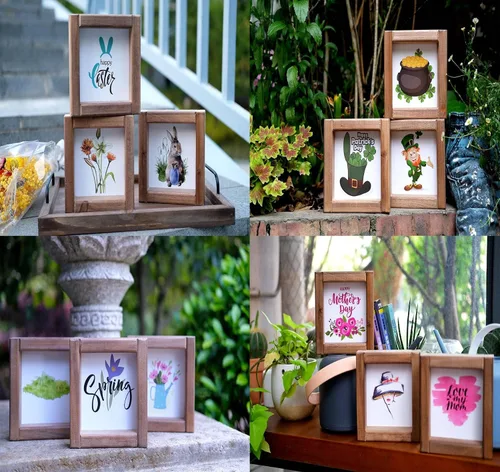 Miniatura 4 de Juego de decoración de pared intercambiable para decoración de pared de granja, verano, otoño, invierno, primavera, decoración de bandeja grande