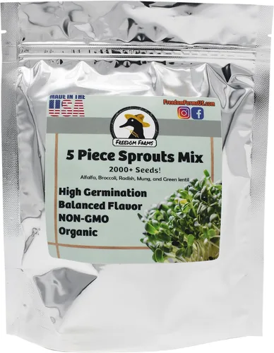 Semillas iniciales de brotes de frijol estilo ensalada de 1 libra, 46 porciones por bolsa, orgánicas sin OMG, mezcla de germinación, incluye Mezcla