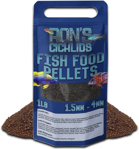 Miniatura 9 de RON'S CICHLIDS Pellets de comida para peces cíclidos africanos para adultos, hechos en Estados Unidos, pellets y palitos de cíclidos de hundimiento