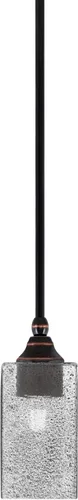 Toltec Lighting Tallo Colgado Mini colgante, acabado de cobre negro, 3.5" cuadrado humo burbuja vidrio