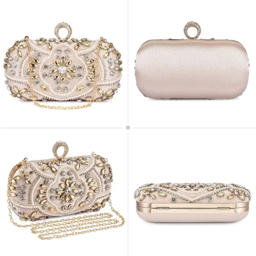 Miniatura 6 de UBORSE Bolsos de mano de cristal con cuentas para mujer, bolsos de noche formales con diamantes de imitación para boda, graduación, cóctel, fiesta