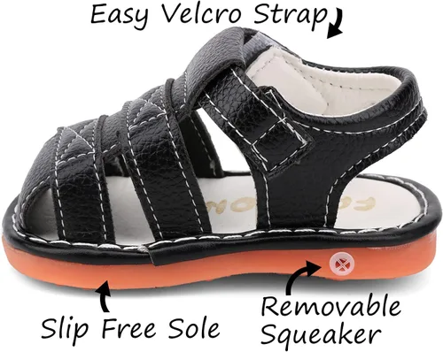 Miniatura 2 de Sandalias chirriantes de verano para niños y niñas, puntera cerrada, antideslizantes, suela de goma premium, zapatos para primeros pasos