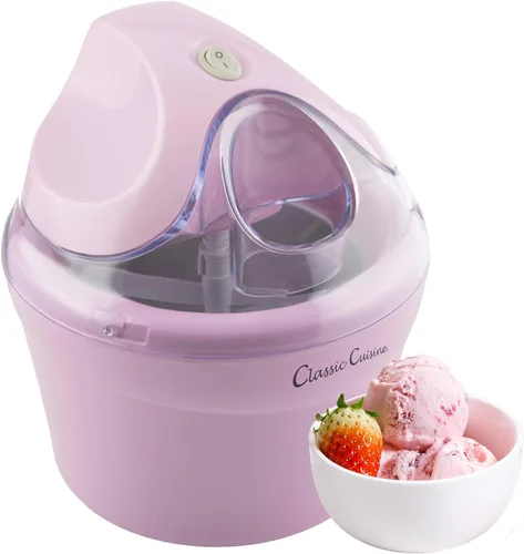 Classic Cuisine - Máquina de helados de 1 cuarto de galón para sorbete, helado, yogur congelado y más, electrodomésticos de cocina y accesorios Rosa