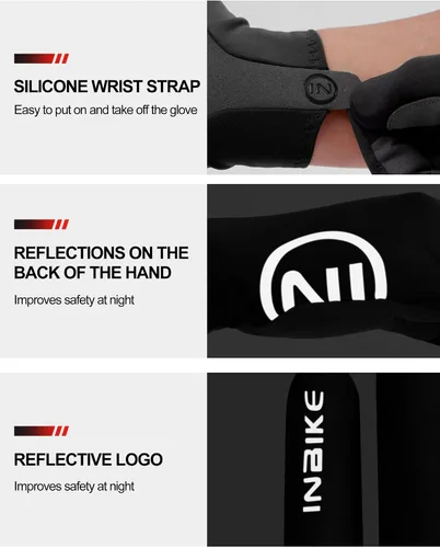 Miniatura 7 de INBIKE Guantes de bicicleta transpirables para hombres y mujeres, guantes de ciclismo con almohadilla de dedo completo, pantalla táctil, bicicleta