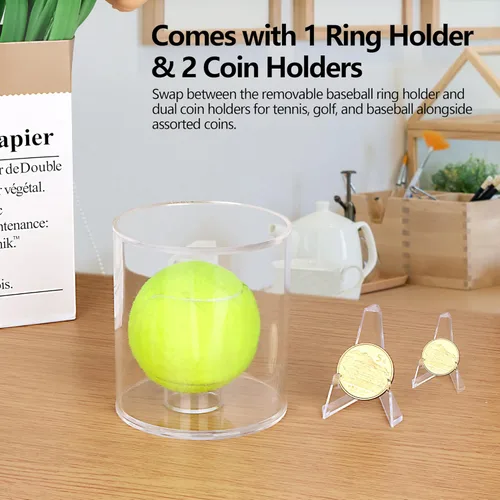 Miniatura 4 de Cilindro de exhibición de béisbol, vitrina acrílica más grande de 3.5 pulgadas de diámetro con soporte interior reemplazable para anillo de béisbol