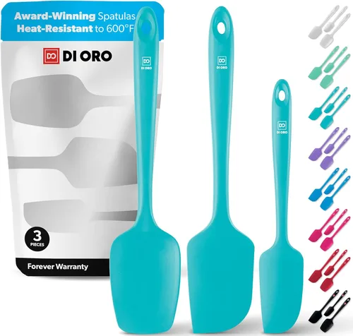 DI ORO Juego de espátulas de silicona – Espátulas de cocina de goma para hornear, cocinar y mezclar – Resistente al calor a 600 °F y libre de BPA