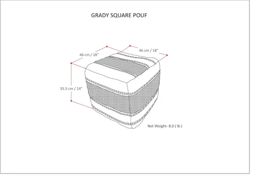 Miniatura 3 de SIMPLIHOME Grady Puf cuadrado contemporáneo en telar magenta y natural tejido para la sala de estar, el dormitorio y la habitación de los niños