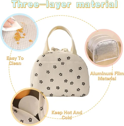 Miniatura 4 de Lonchera portátil para mujer, tamaño mediano de 10 x 7.5 x 5.5 pulgadas, mantiene la comida fresca durante más de 5 horas, fácil de limpiar, ideal