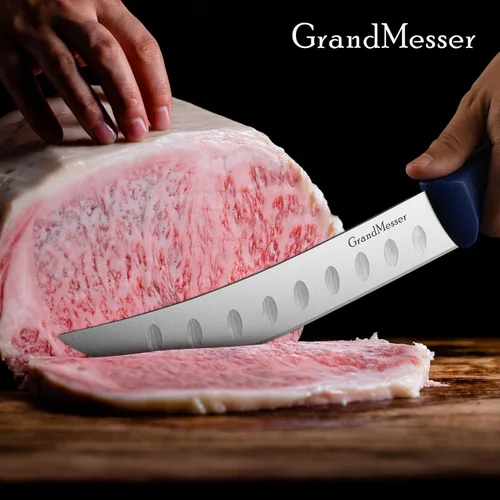Miniatura 5 de Cuchillo de carnicero para cortar carne, cuchillo curvo con mango cómodo de 9 pulgadas, hoja de acero inoxidable alemán de alto carbono, cuchillo