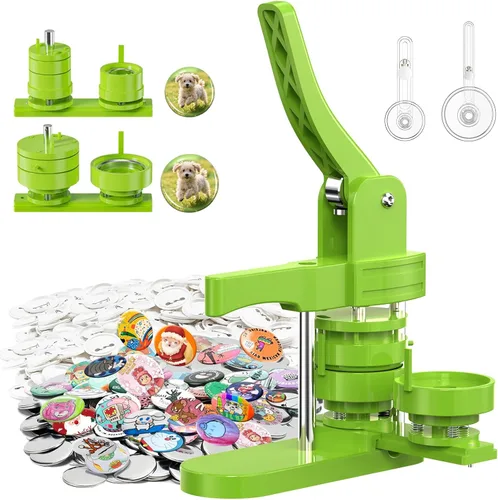 Miniatura 9 de Aiment Máquina para hacer botones de varios tamaños, 200 unidades, fabricante de insignias de 1.25 + 2.25 pulgadas para niños, máquina de prensa