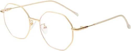 Miniatura 9 de JOVAKIT Gafas de bloqueo de luz azul con forma de polígono para mujeres y hombres, estilo vintage, octagonales cuadradas, sin prescripción, gafas