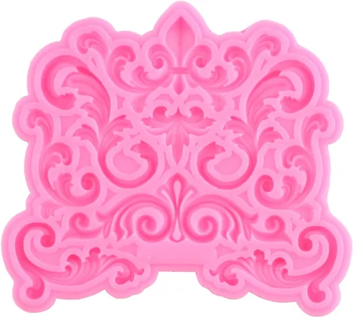 Miniatura 9 de Moldes barrocos de silicona para fondant de encaje de volutas para alivio de flores de caramelo, molde de filigrana esculpido en 3D para decoración