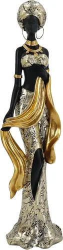 Miniatura 17 de Lescafita Mujer africana con estatua de resina de laúd – Figura de escultura musical tribal hecha a mano – Decoración cultural afrocéntrica