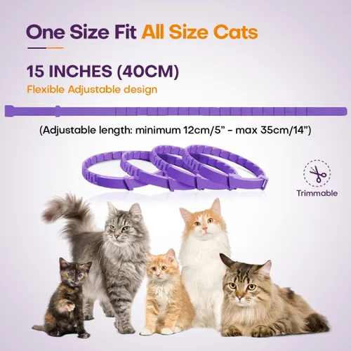 Miniatura 8 de Collar calmante para gatos con feromona, paquete de 4 collares calmantes para gatos para reducir la ansiedad y los arañazos, 30 días de larga