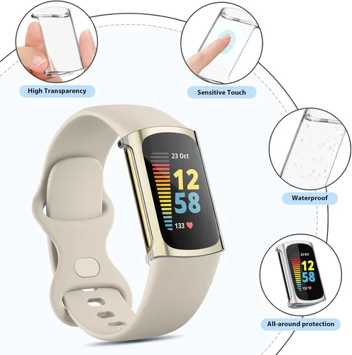 Miniatura 4 de Paquete de 4 protectores de pantalla compatibles con Fitbit Charge 6/Charge 5 (no para Charge 4/3), funda protectora de TPU completa, accesorios