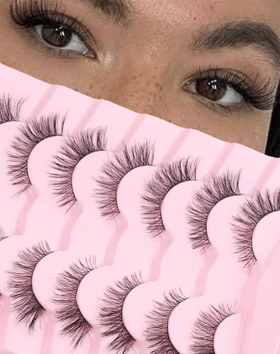 Miniatura 12 de Jiocolor Pestañas postizas de aspecto natural, con diseño de zorro, pestañas postizas de ojo de gato, pestañas postizas suaves de visón, paquete